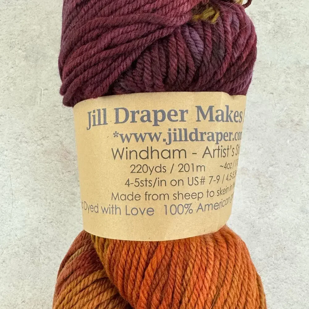 Destash Hand Dyed Jill Draper Windham 220yds USA Grown 100% Merino Artist Studio